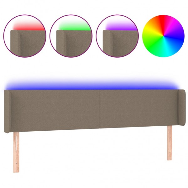 Cabecero con LED de tela gris taupe 183x16x78/88 cm M 2