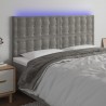 Cabecero con luces LED terciopelo gris claro 180x5x118/128 cm 1
