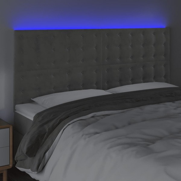 Cabecero con luces LED terciopelo gris claro 180x5x118/128 cm M 3