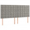 Cabeceira cama c/ luzes LED veludo 180x5x118/128cm cinza-claro 4