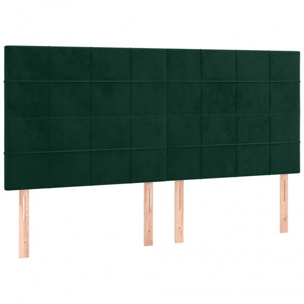 Cabeceira de cama 4 pcs veludo 80x5x78/88 cm verde-escuro M 2