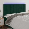 Cabecero con luces LED terciopelo verde oscuro 160x5x118/128 cm 1