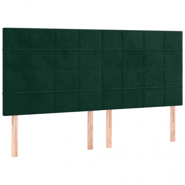 Cabecero con luces LED terciopelo verde oscuro 160x5x118/128 cm M 4