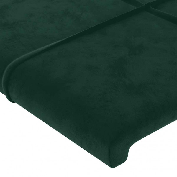 Cabeceira de cama c/ LED veludo 160x5x118/128 cm verde-escuro M 5
