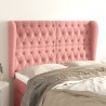Cabeceira cama c/ abas veludo 163x23x118/128 cm rosa 1