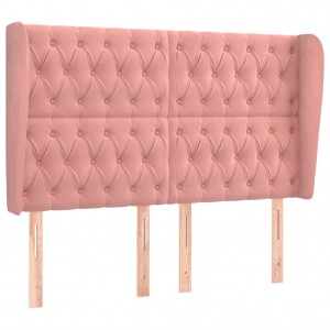 Cabecero con orejas de terciopelo rosa 163x23x118/128 cm H