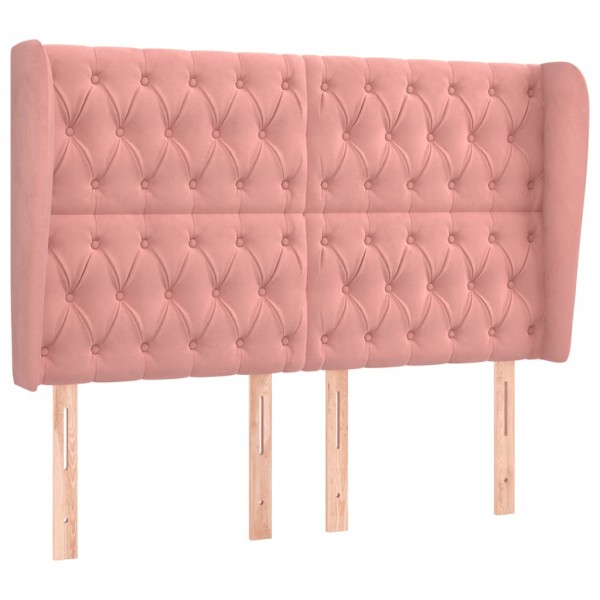 Cabecero con orejas de terciopelo rosa 163x23x118/128 cm M 2