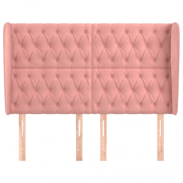 Cabeceira cama c/ abas veludo 163x23x118/128 cm rosa M 3
