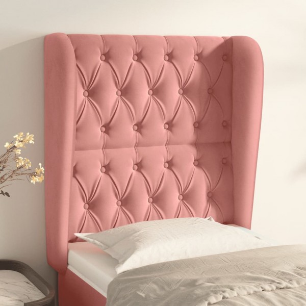 Cabecero con orejas de terciopelo rosa 83x23x118/128 cm D