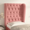 Cabeceira de cama c/ abas veludo 83x23x118/128 cm rosa 1