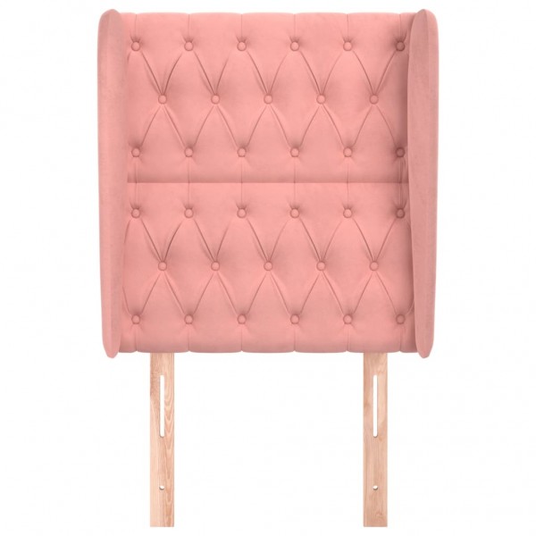 Cabecero con orejas de terciopelo rosa 83x23x118/128 cm M 3