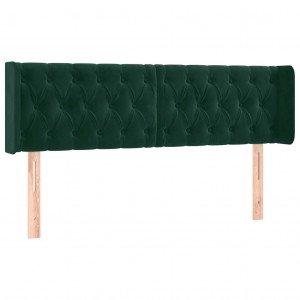 Cabecero de terciopelo verde oscuro 147x16x78/88 cm H