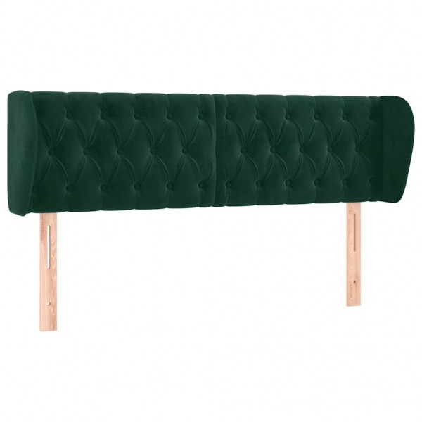 Cabeceira de cama c/ abas veludo 147x23x78/88cm verde-escuro M 2