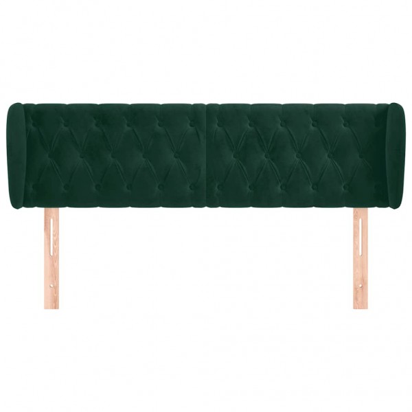 Cabeceira de cama c/ abas veludo 147x23x78/88cm verde-escuro M 3