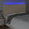 Cabeceira cama c/ LED tecido 180x5x118/128 cm crème 3