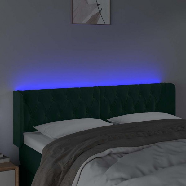 Cabecero con LED de terciopelo verde oscuro 147x16x78/88 cm M 4