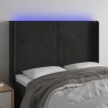 Cabecero con LED de terciopelo negro 147x16x118/128 cm 1
