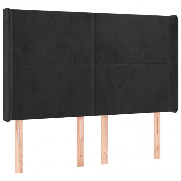 Cabeceira de cama c/ luzes LED veludo 147x16x118/128 cm preto M 3