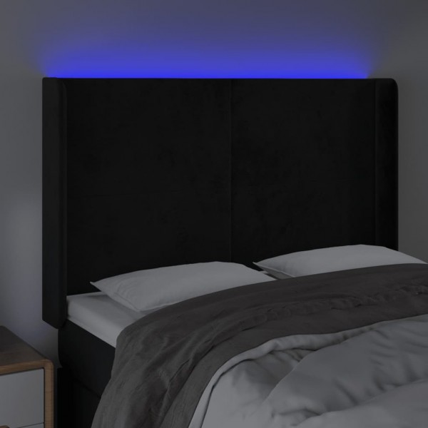 Cabecero con LED de terciopelo negro 147x16x118/128 cm M 4
