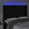 Cabeceira de cama c/ luzes LED veludo 147x16x118/128 cm preto 4