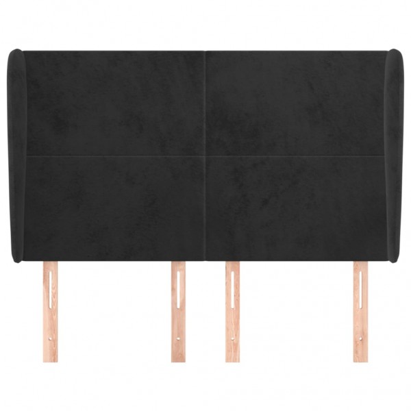 Cabecero con orejas de terciopelo negro 147x23x118/128 cm M 3