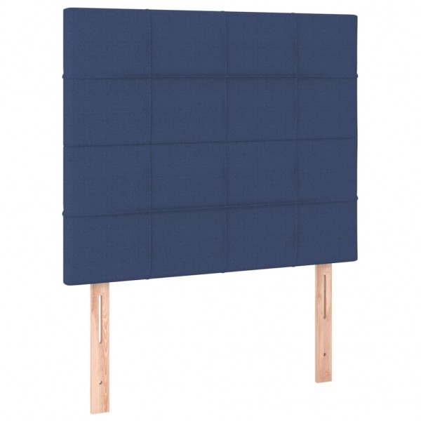 Cabeceira de cama c/ LED tecido 90x5x118/128cm azul M 4