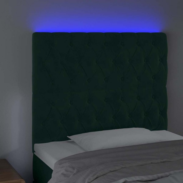 Cabecero con luces LED terciopelo verde oscuro 90x7x118/128 cm M 4