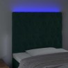 Cabeceira de cama c/ LED veludo 90x7x118/128 cm verde-escuro 4
