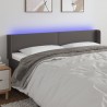 Cabecero con LED cuero sintético gris 163x16x78/88 cm 1