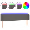 Cabecero con LED cuero sintético gris 163x16x78/88 cm 2