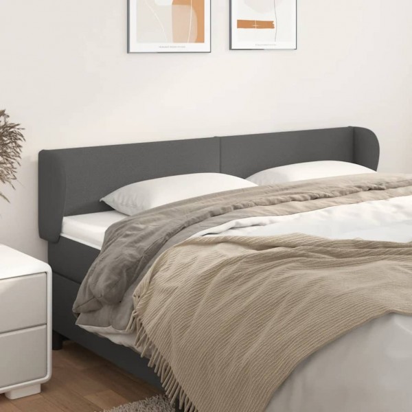 Cabecero de cuero sintético gris 163x23x78/88 cm D