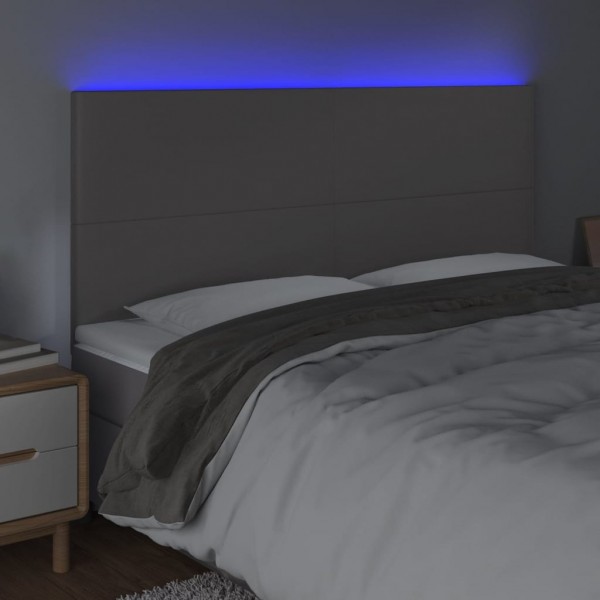 Cabecero con luces LED cuero sintético gris 160x5x118/128 cm M 3