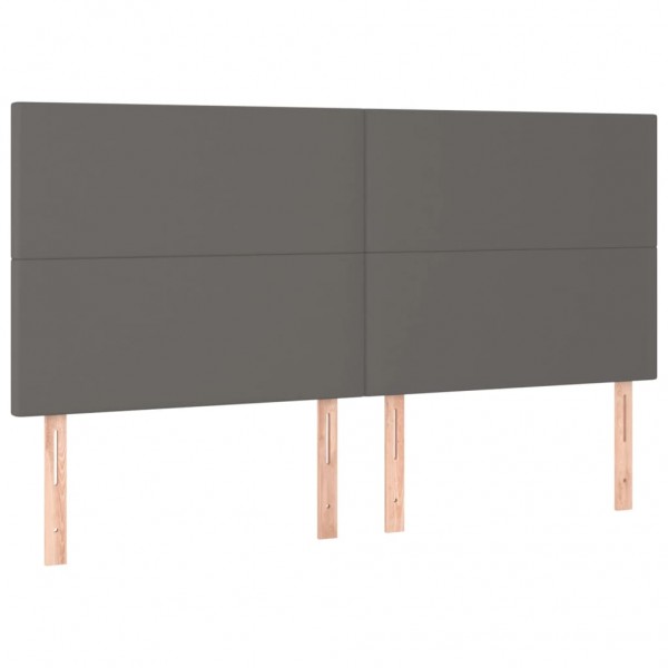 Cabecero con luces LED cuero sintético gris 160x5x118/128 cm M 4