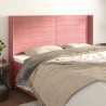 Cabecero con orejas de terciopelo rosa 183x16x118/128 cm 1