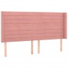 Cabeceira cama c/ abas veludo 183x16x118/128 cm rosa 2