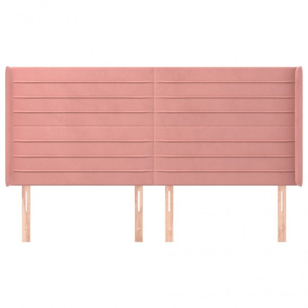 Cabeceira cama c/ abas veludo 183x16x118/128 cm rosa M 3
