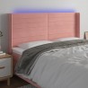 Cabecero con LED de terciopelo rosa 183x16x118/128 cm 1
