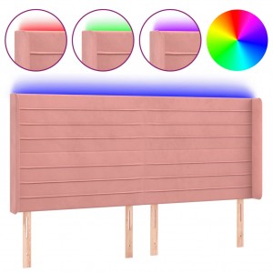 Cabecero con LED de terciopelo rosa 183x16x118/128 cm H