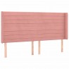 Cabecero con LED de terciopelo rosa 183x16x118/128 cm 3
