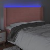 Cabeceira de cama c/ luzes LED veludo 183x16x118/128 cm rosa 4