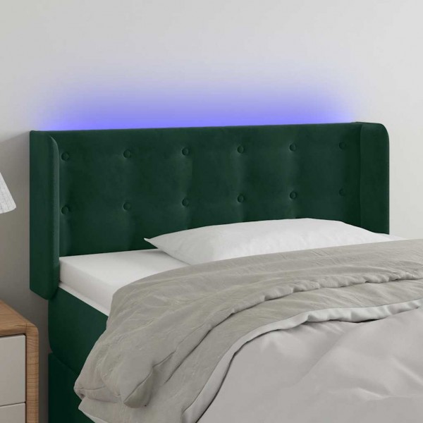 Cabecero con LED de terciopelo verde oscuro 83x16x78/88 cm D