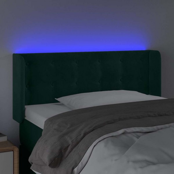 Cabecero con LED de terciopelo verde oscuro 83x16x78/88 cm M 4