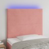 Cabecero con luces LED terciopelo rosa 90x5x118/128 cm 1