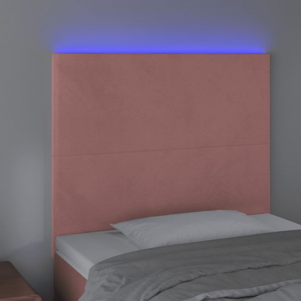 Cabecero con luces LED terciopelo rosa 90x5x118/128 cm M 3