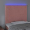 Cabeceira de cama c/ luzes LED veludo 90x5x118/128 cm rosa 3