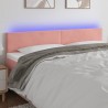 Cabecero con LED de terciopelo rosa 180x5x78/88 cm 1