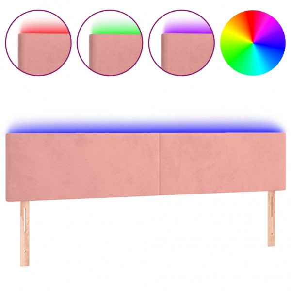 Cabecero con LED de terciopelo rosa 180x5x78/88 cm M 2