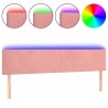 Cabeceira de cama c/ luzes LED veludo 180x5x78/88 cm rosa 2
