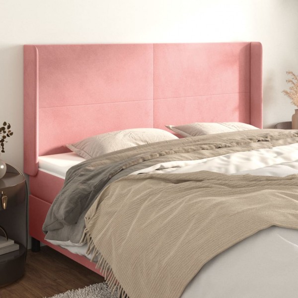 Cabecero con orejas de terciopelo rosa 183x16x118/128 cm D