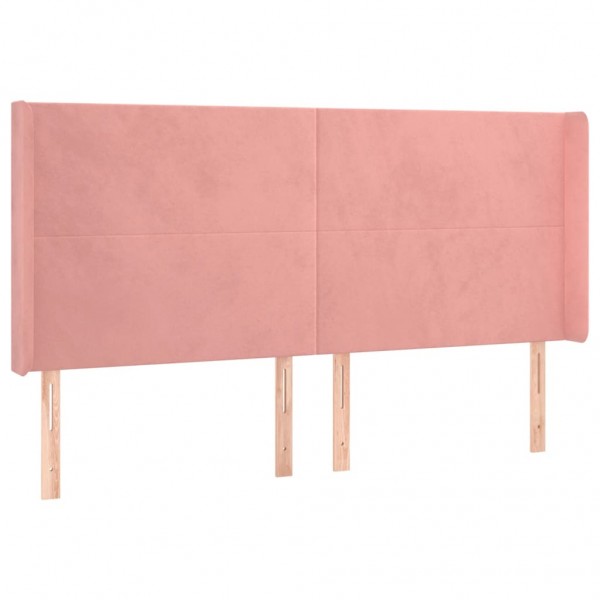 Cabeceira cama c/ abas veludo 183x16x118/128 cm rosa M 2